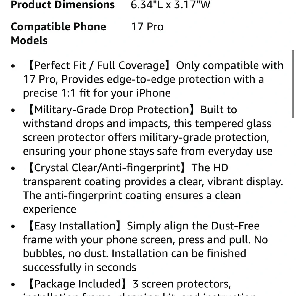 iPhone 17 pro screen protector
